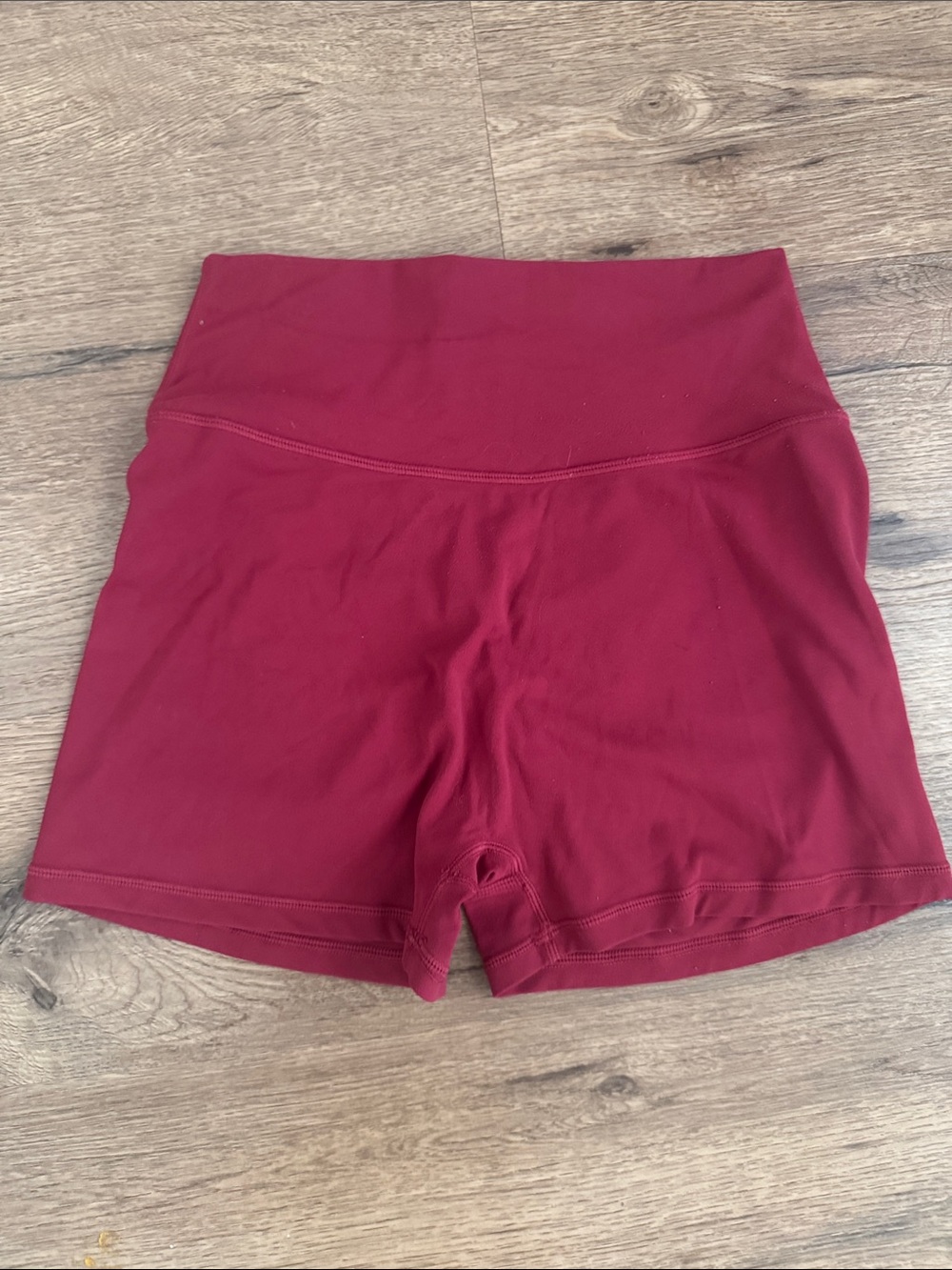 Amazon Women's High-Rise Burgundy Bike Shorts with Wide Waistband